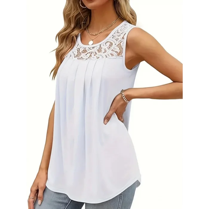 Kadın Askılı Yuvarlak Yaka Dantel Detaylı Viskon Bluz