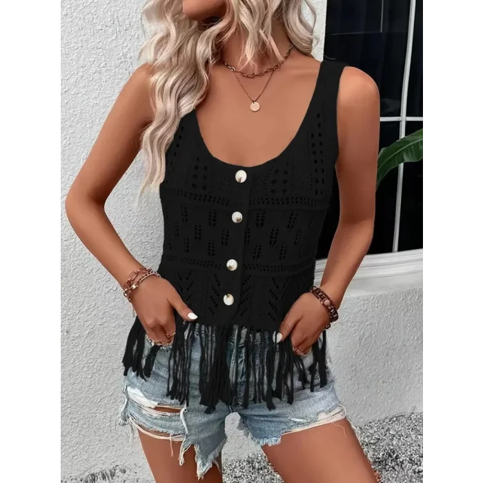 Kadın Askılı Yuvarlak Yaka önden Düğmelipüsküllü Triko Bluz