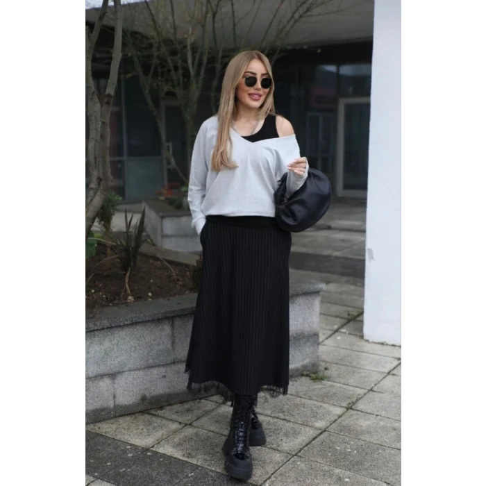 Kadın Atlet Bluz Ve Etek üçlü Takım