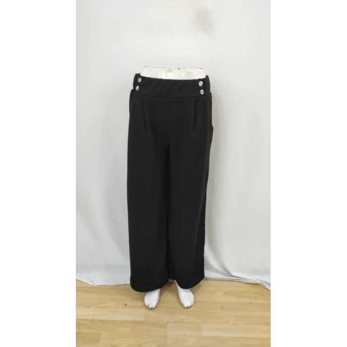 Kadın Beli Lastikli Düğmeli Ithal Krep Pantolon