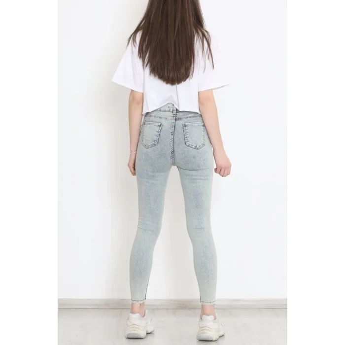 Kadın Cep Detay Kar Yıkamalı Kot Pantolon