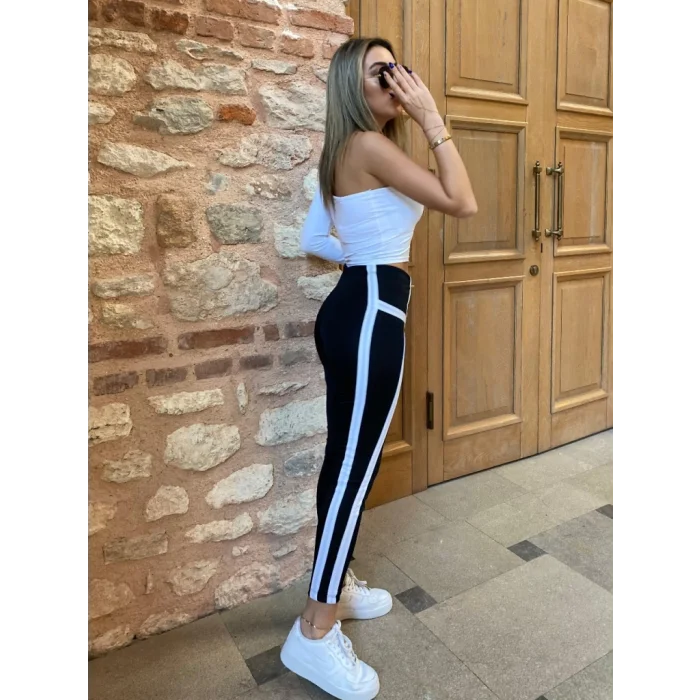 Kadın çizgili Egzersiz Dalgıç Tayt