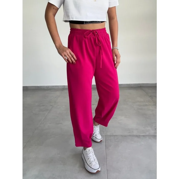 Kadın Dalgıç Krep Full Likralı Paçası Pens Detay Pantolon