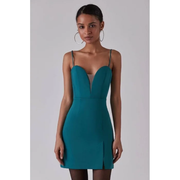 Kadın Derin V Yaka Sırt Dekolteli Fırsat Ürün Mini Elbise