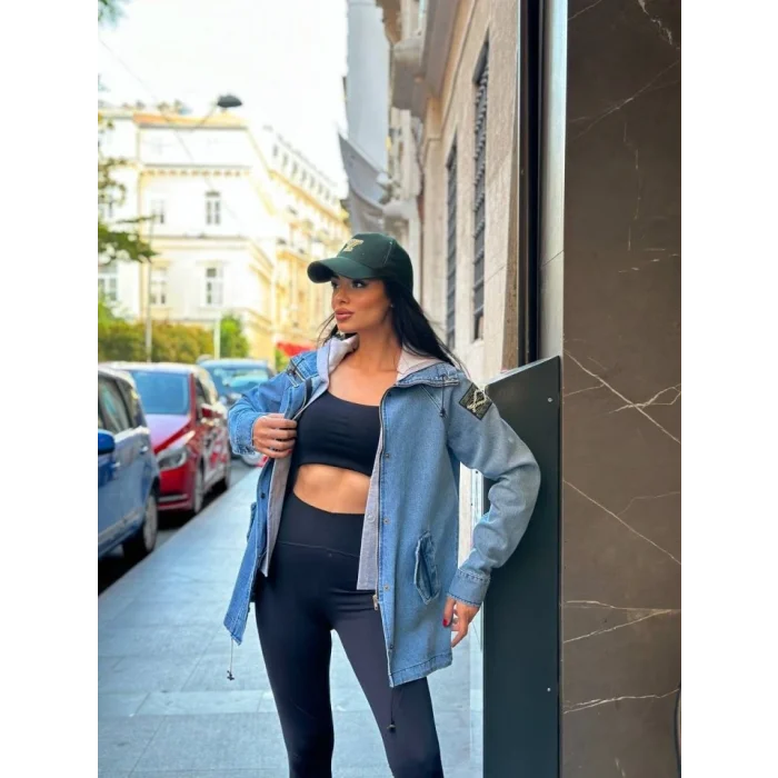 Kadın Ek Parça Kapüşon Kol Arma Detay Gabardin Ceket