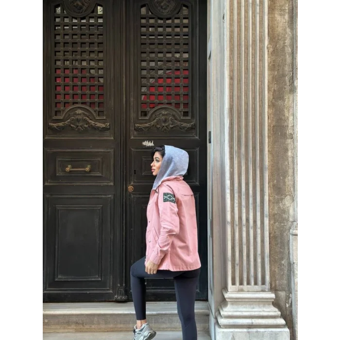 Kadın Ek Parça Kapüşon Kol Arma Detay Gabardin Ceket