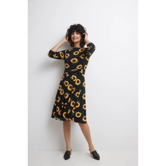 Kadın Truvakarkol Bisiklet Yaka Midi Mikro Elbise