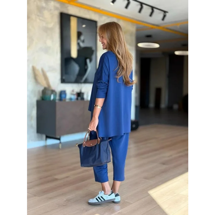 Kadın Iki Iplik Viskon Pamuk Kumaş Arma Detaylı Ikili Takım