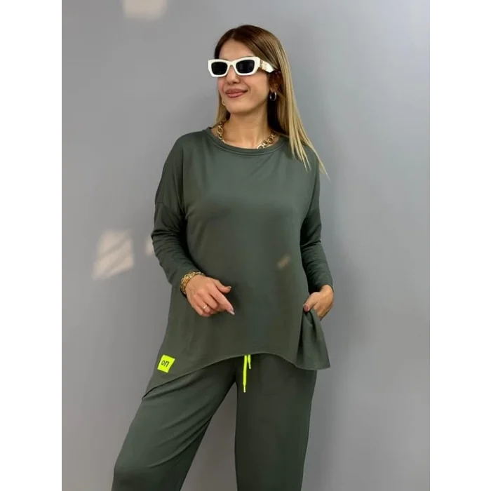 Kadın Iki Iplik Viskon Pamuk Kumaş Arma Detaylı Ikili Takım