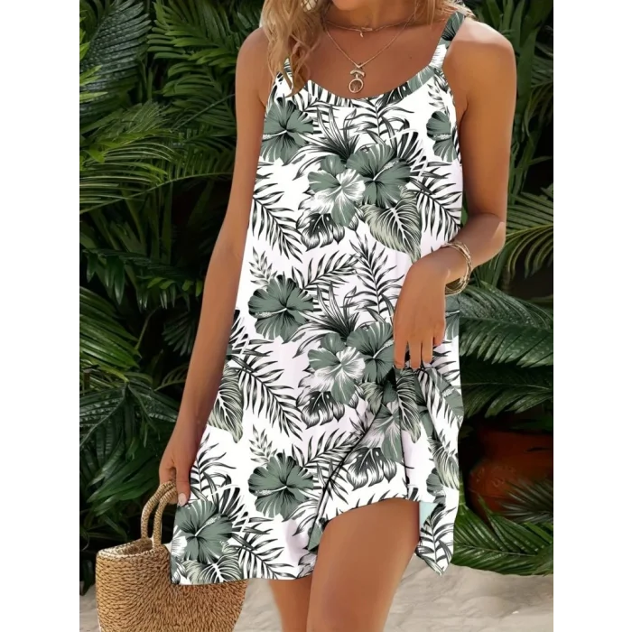 Kadın Ip Askılı çiçek Desenli Süprem Elbise