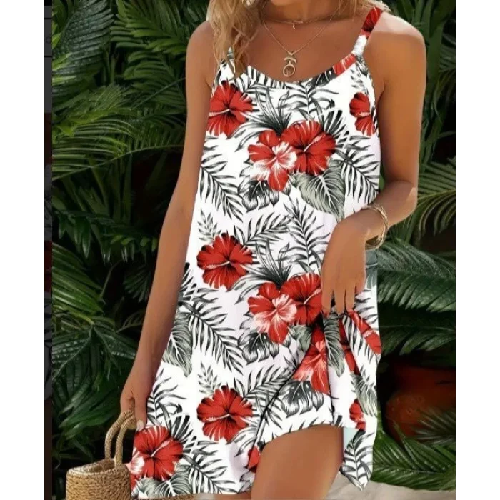 Kadın Ip Askılı çiçek Desenli Süprem Elbise