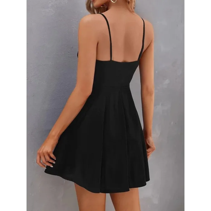 Kadın Ip Askılı Kruvaze Yakalı Kiloş Ithal Krep Elbise