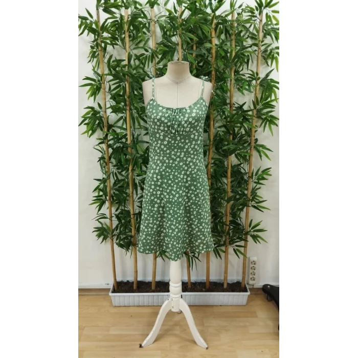 Kadın Ip Askılı Omuzlardan Bağcıklı çiçek Desenli Süprem Elbise