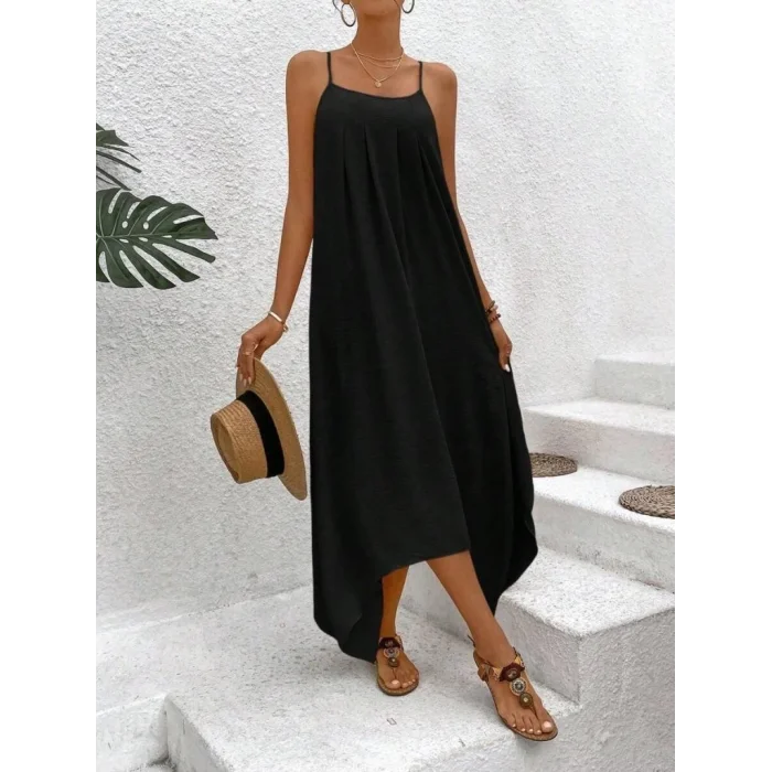 Kadın Ip Askılı V Yakalı Asimetrik Detaylı Aerobin Elbise