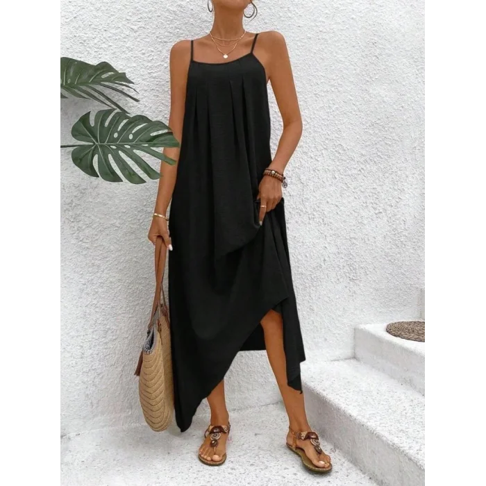 Kadın Ip Askılı V Yakalı Asimetrik Detaylı Aerobin Elbise