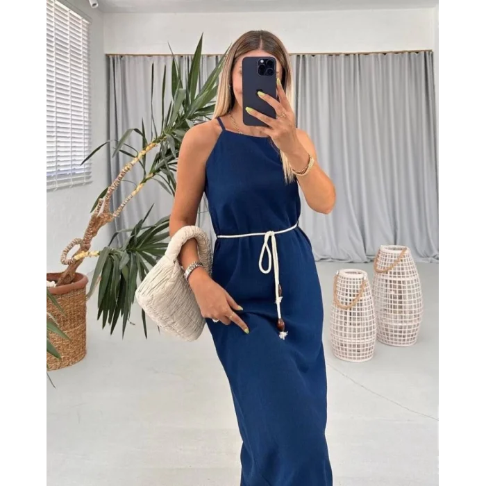 Kadın Kadın Omuz Askılı Kuşak Dahil Elbise