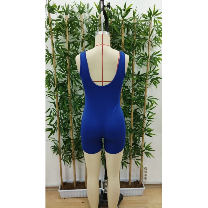 Kadın Kare Yaka Sırt Dekolte Detay Dalgıç Bodycon Mini Tulum