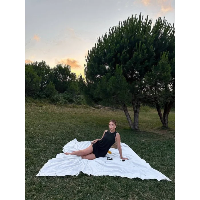 Kadın Keten Kumaş Kolsuz Mini Boy Elbise