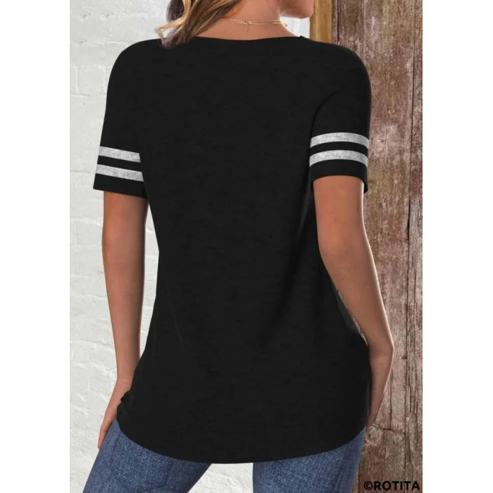 Kadın Kısa Kollu Bisiklet Yaka çift Renkli Viskon Bluz