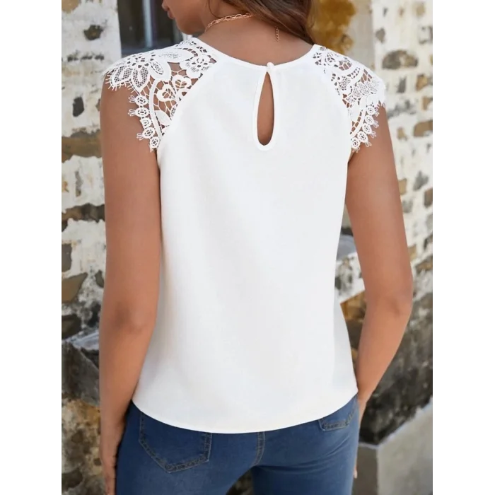 Kadın Kısa Kollu Bisiklet Yaka Ithal Krep Bluz