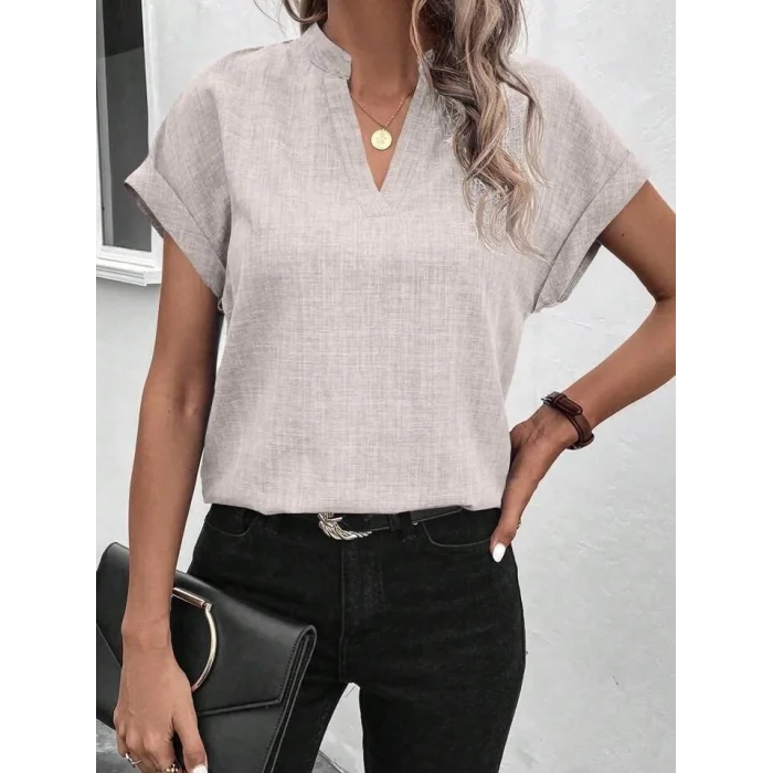 Kadın Kısa Kollu Hakim Yaka Sofya Bluz