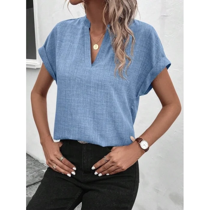 Kadın Kısa Kollu Hakim Yaka Sofya Bluz