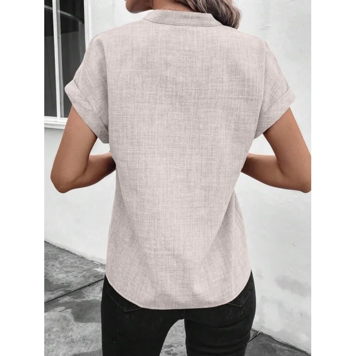 Kadın Kısa Kollu Hakim Yaka Sofya Bluz