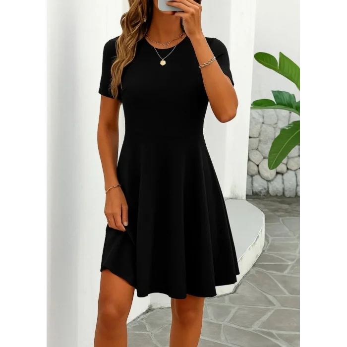 Kadın Kısa Kollu Kiloş Ithal Krep Elbise