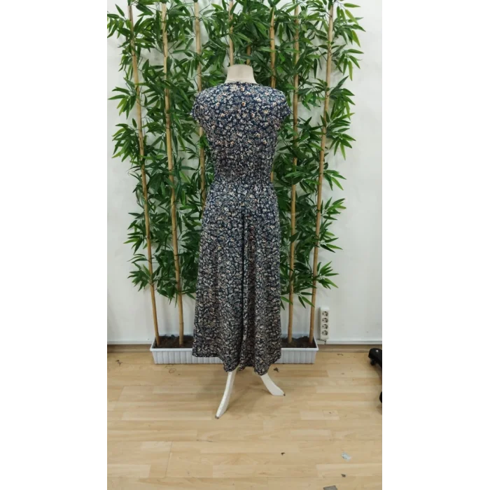 Kadın Kısa Kollu Kruvaze Yakalı çiçek Desenli Belden Lastikli Süprem Uzun Elbise