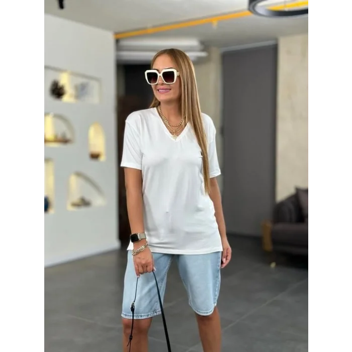 Kadın Kısa Kollu V Yaka Bluz