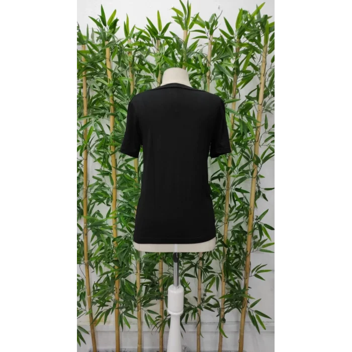 Kadın Kısa Kollu V Yaka şerit Detay Viskon Bluz