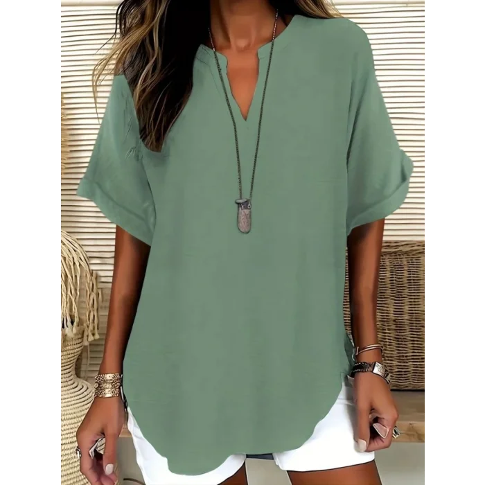 Kadın Kısa Kollu V Yakalı Aerobin Bluz