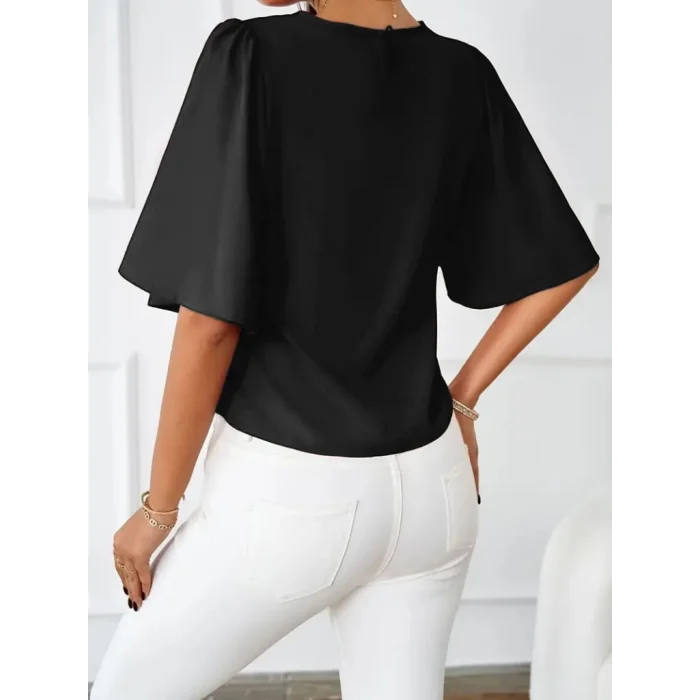 Kadın Kısa Kollu Yuvarlak Yaka Sandy Bluz