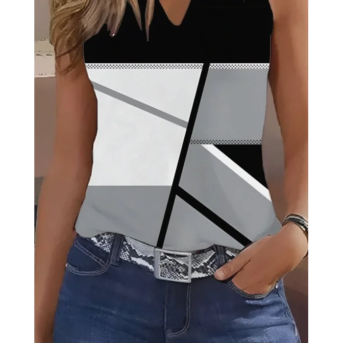 Kadın Kolsuz V Yaka Mikro Bluz