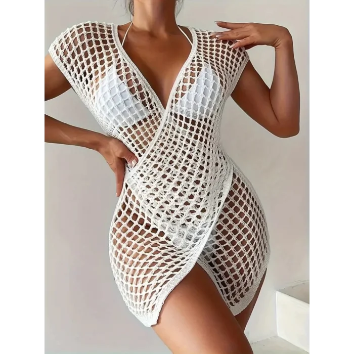 Kadın Kruvaze Detay Ajurlu Triko Pareo