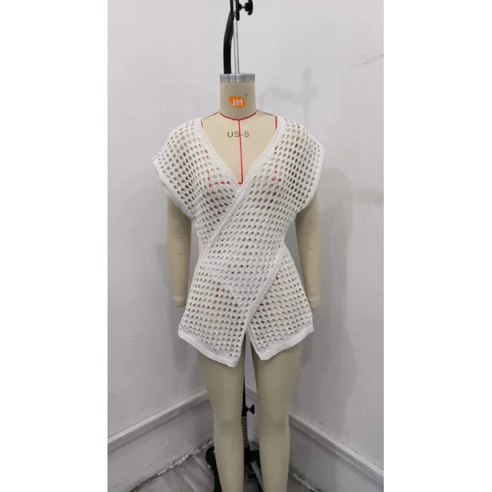 Kadın Kruvaze Detay Ajurlu Triko Pareo