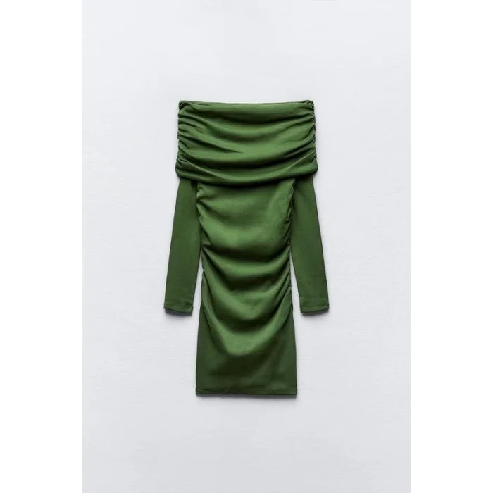 Kadın Madonna Mendil Yaka Fırsat ürün Büzgülü Mini Elbise