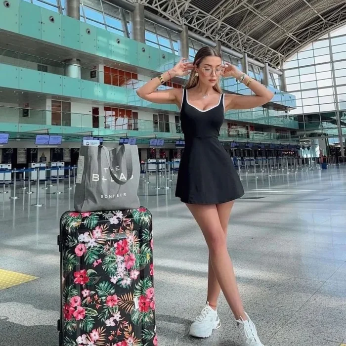 Kadın Modal Kumaş Askılı şortlu Elbise