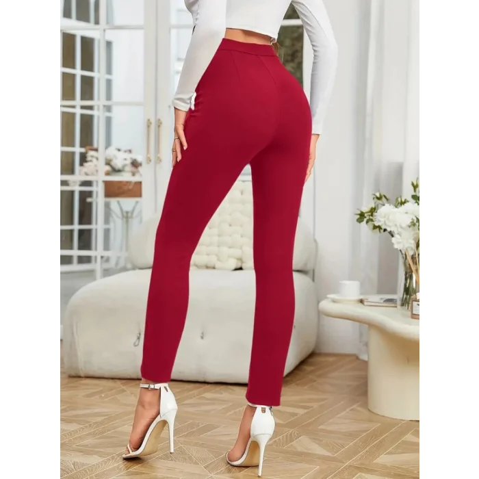 Kadın önden Yırtmaçlı Yüksek Bel Ithal Krep Pantolon
