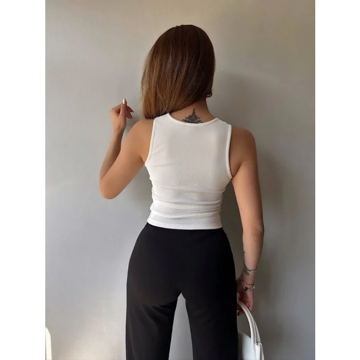 Kadın Ottoman Kumaş Dantel Detaylı Bluz