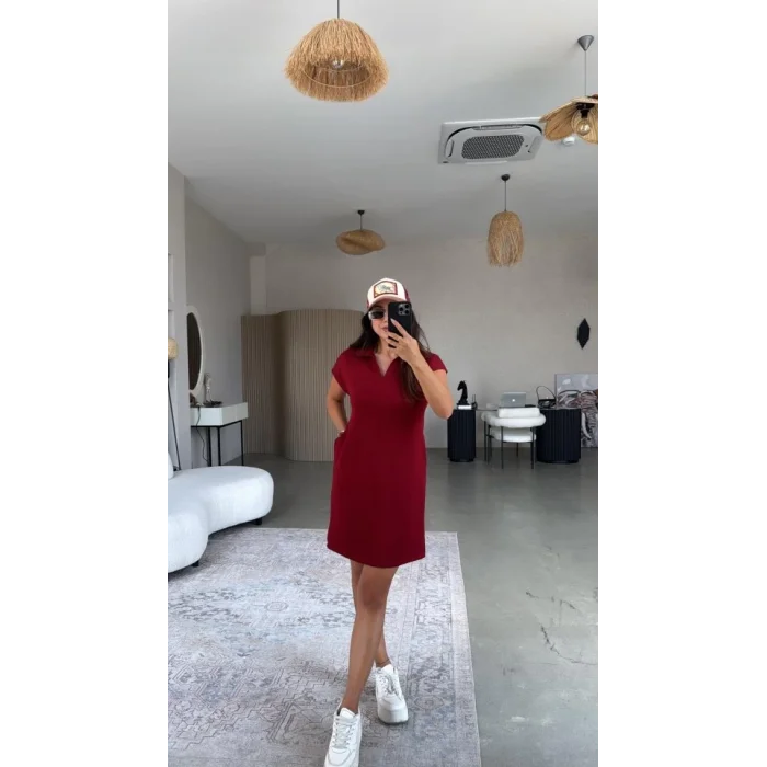 Kadın Polo Yaka Mini Elbise