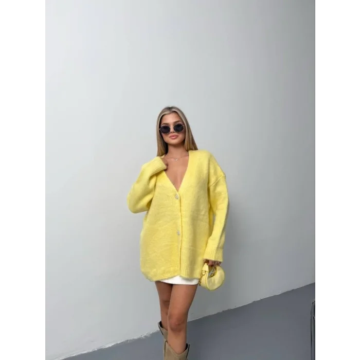 Kadın şardonlu Uzun Triko Hırka