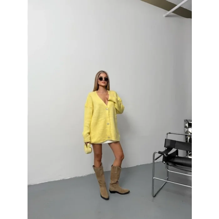 Kadın şardonlu Uzun Triko Hırka