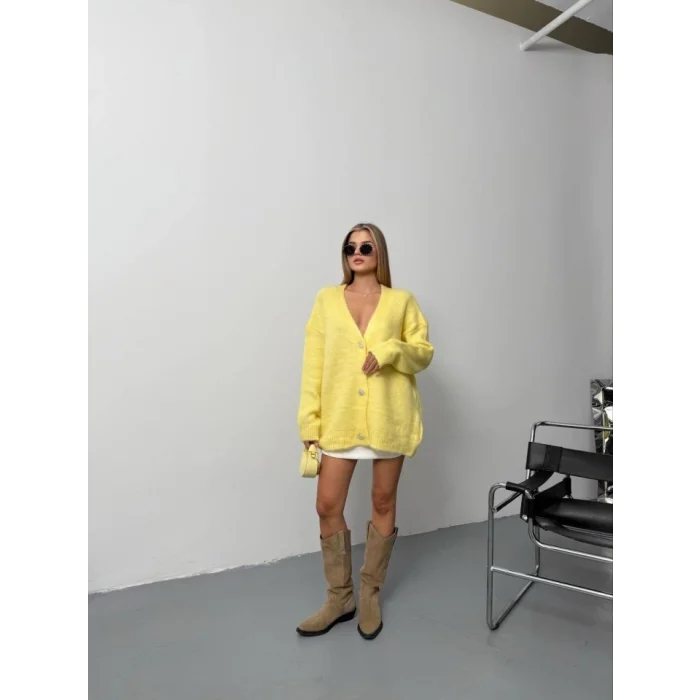 Kadın şardonlu Uzun Triko Hırka