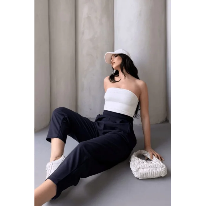 Kadın Scuba Krep Likralı Yan Fermuarlı Lastikli Harem Pantolon