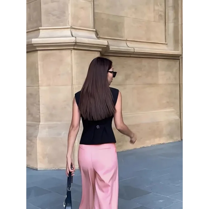 Kadın Sıfır Kollu önden Düğmeli Atlas Yelek