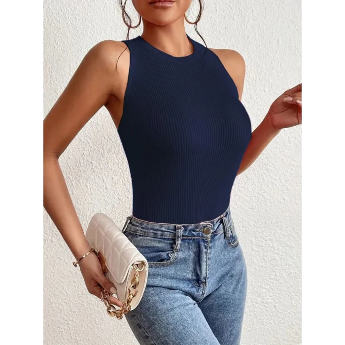 Kadın Sırt çapraz Detay Triko Bluz