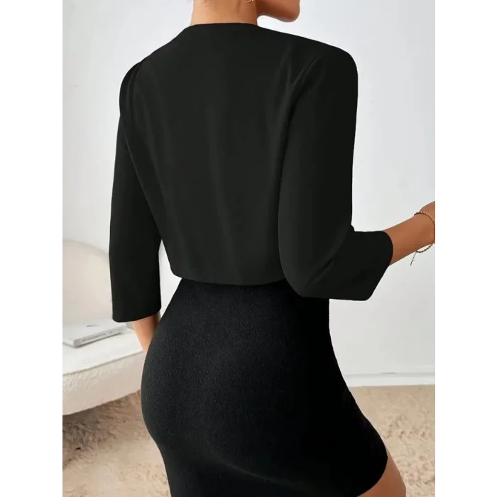 Kadın Truvakar Kol önü Açık Kısa Ithal Krep Ceket