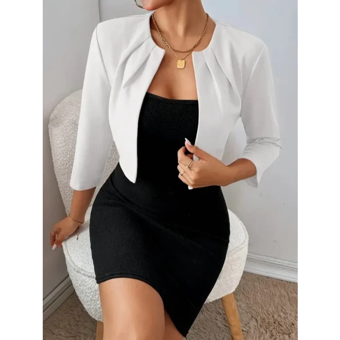 Kadın Truvakar Kol önü Açık Kısa Ithal Krep Ceket