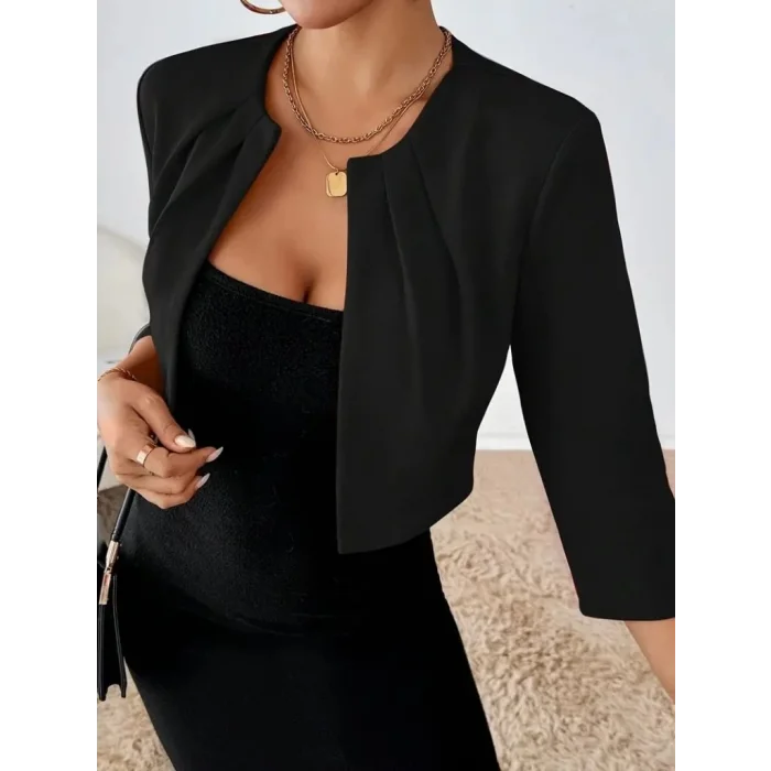 Kadın Truvakar Kol önü Açık Kısa Ithal Krep Ceket